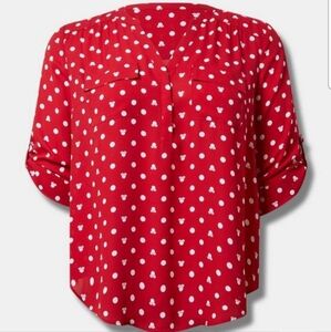 EUC Disney/Torrid Harper Georgette pullover 3/4 sleeve red 6x 6xl minnie mouse